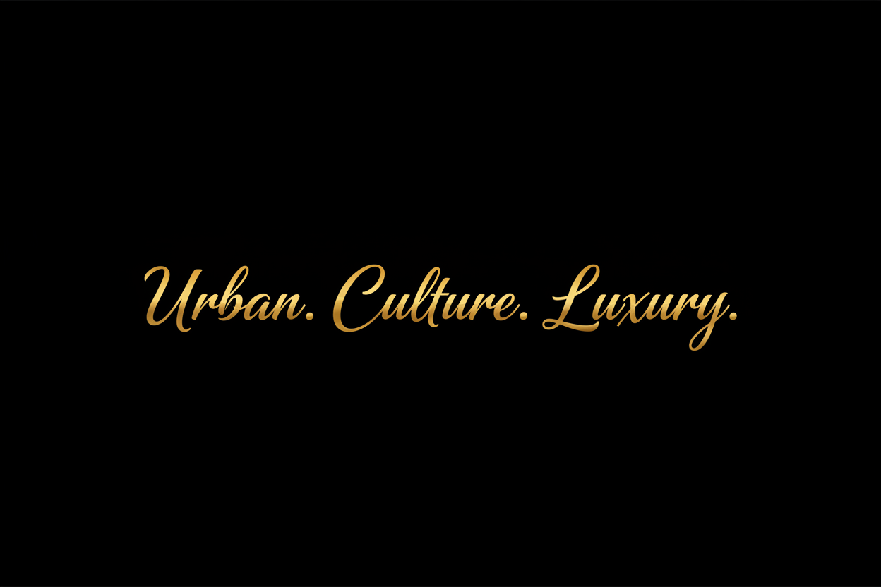 Black background with gold letters that say Urban. Culture. Luxury.